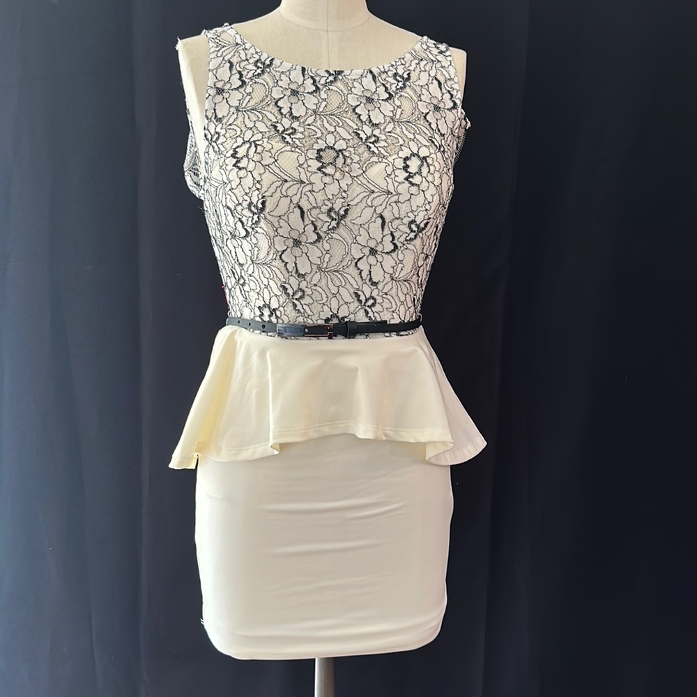 Contrast overlay dress, black sleeveless, bebe
